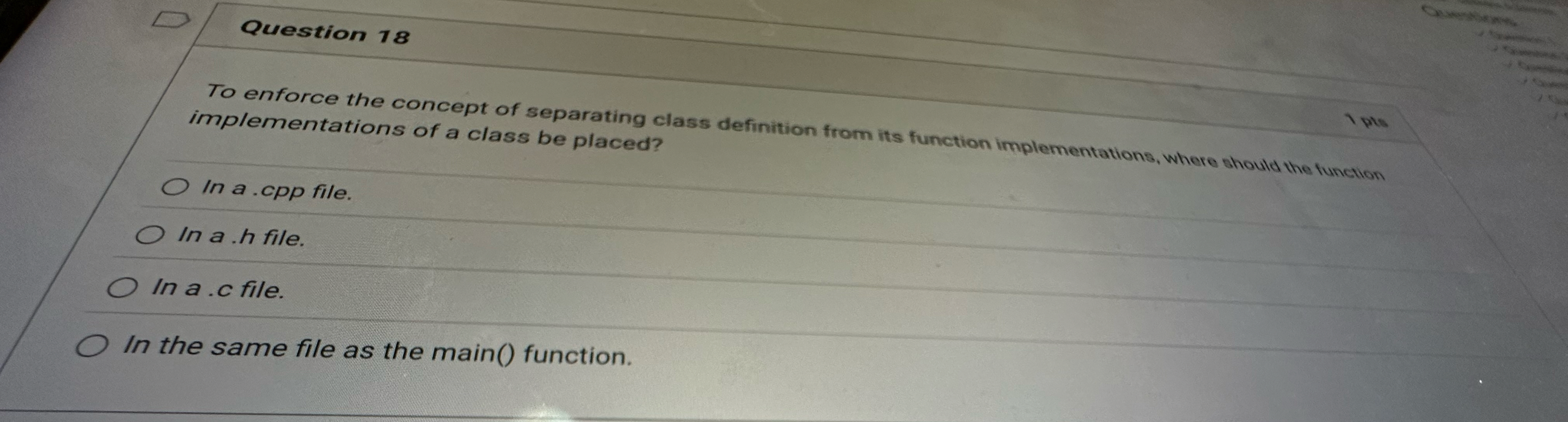 Question 1 8 To enforce the concept of separating