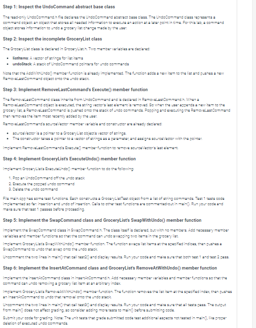 Step 1 : Inspect the UndoCommand abstract base