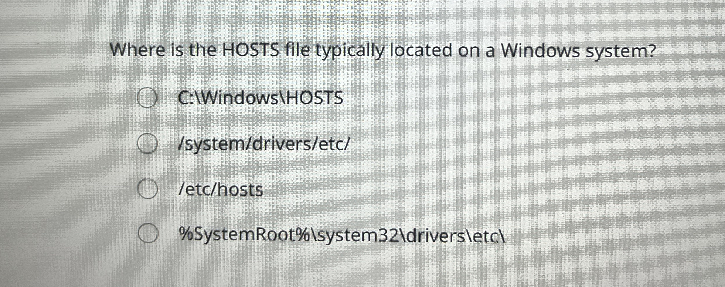 Where is the HOSTS file typically located on a