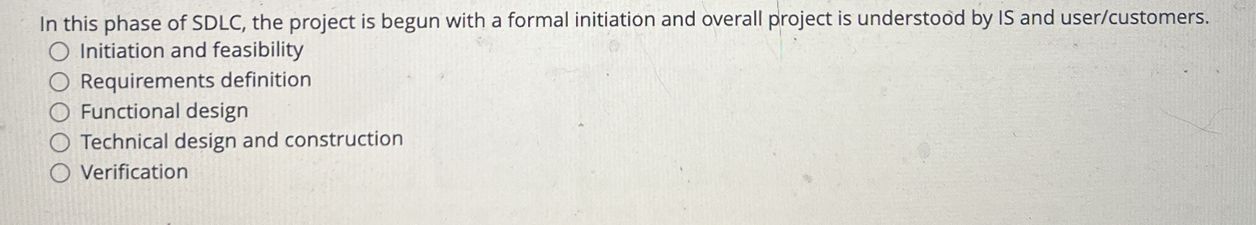 In this phase of SDLC , the project is begun with