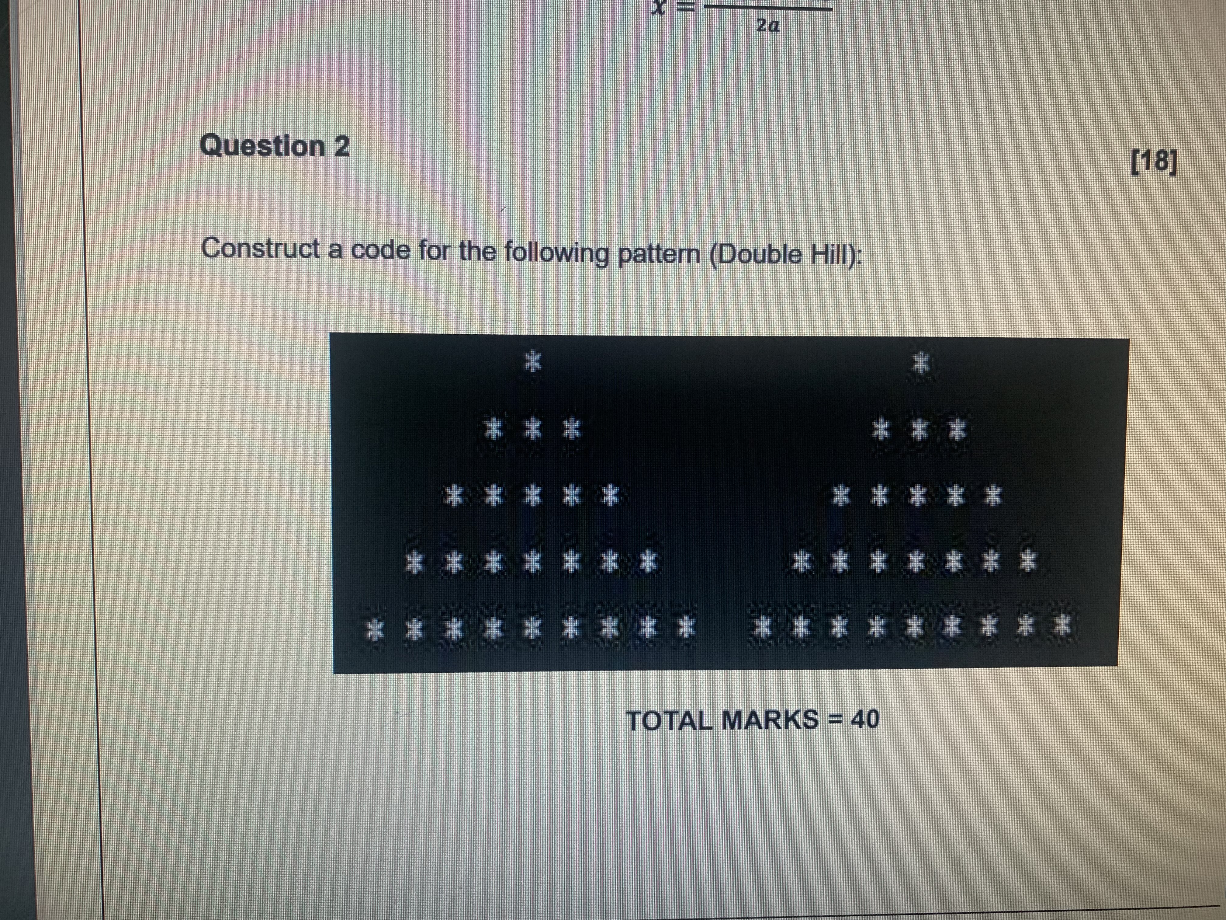 Construct a code for the following pattern