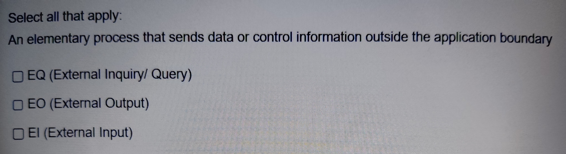 Select all that apply: An elementary process that