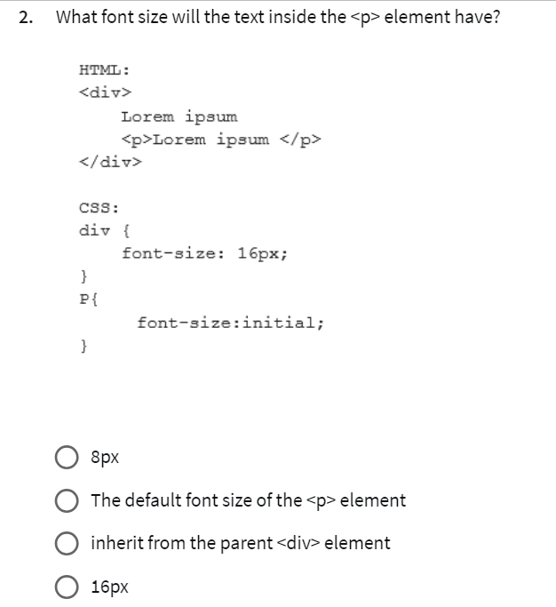 What font size will the text inside the element