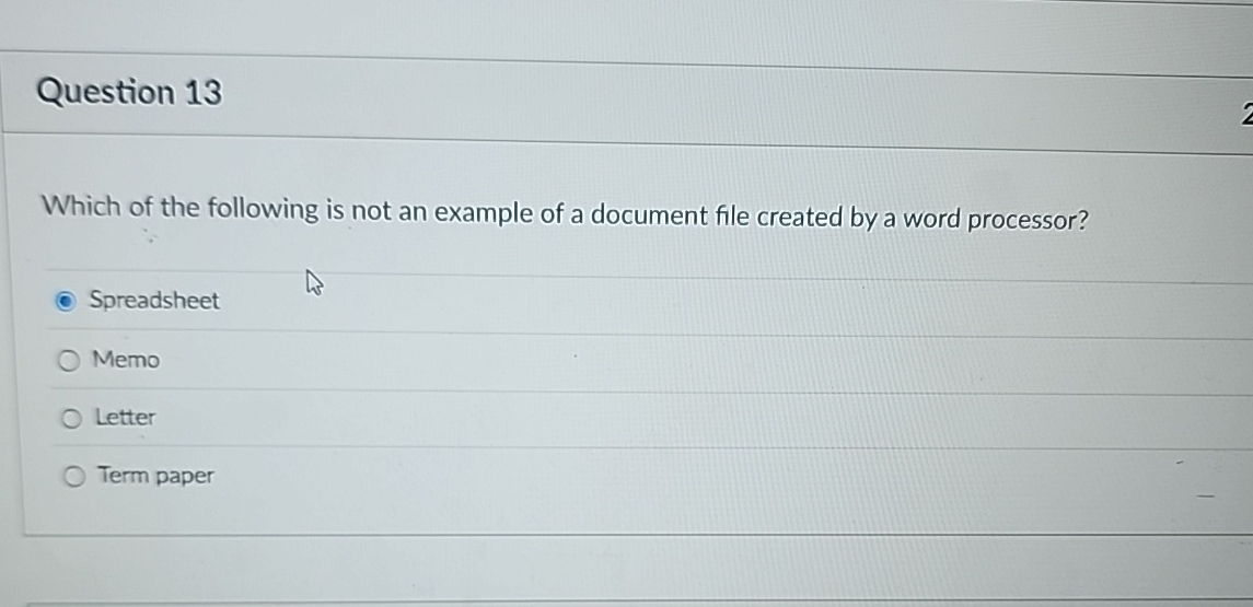 Question 1 3 Which of the following is not an
