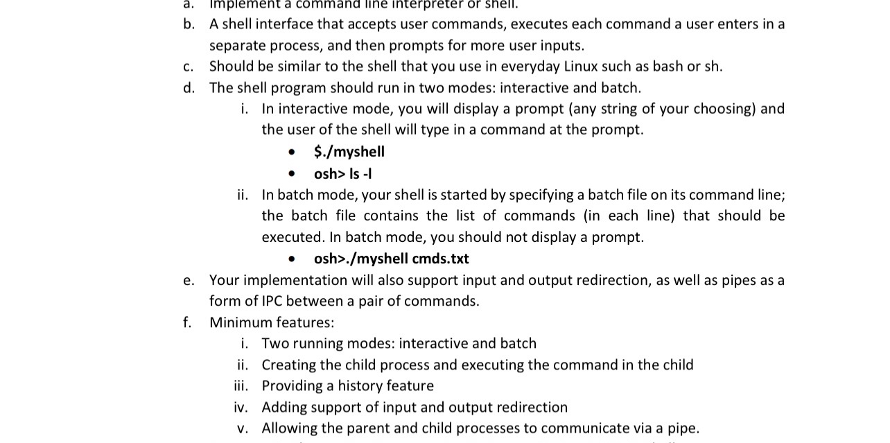 a . Impiement a command inne interpreter or