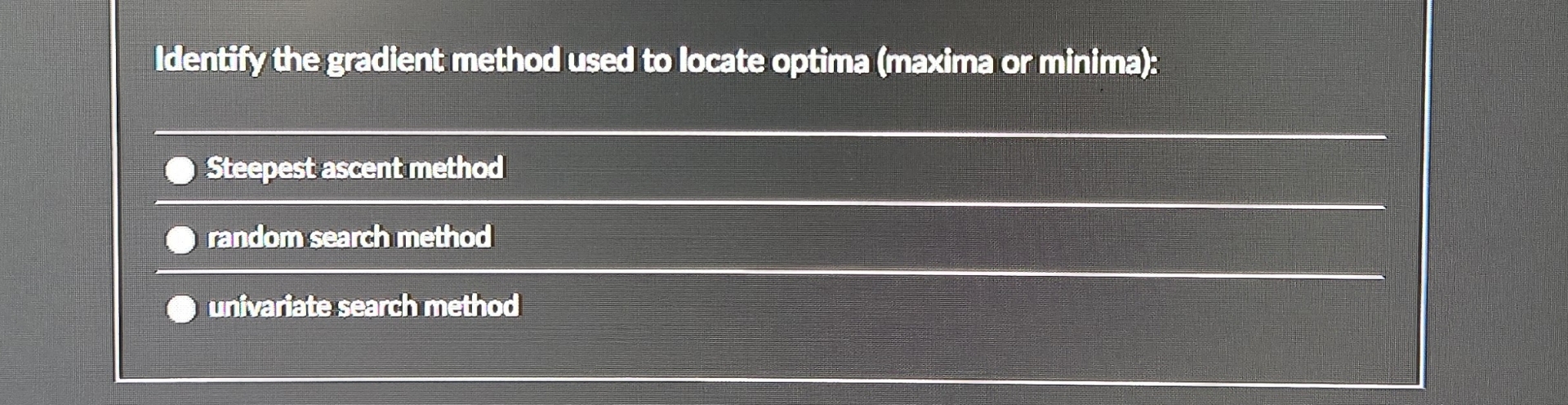 Identifiy the gredient method used to locate