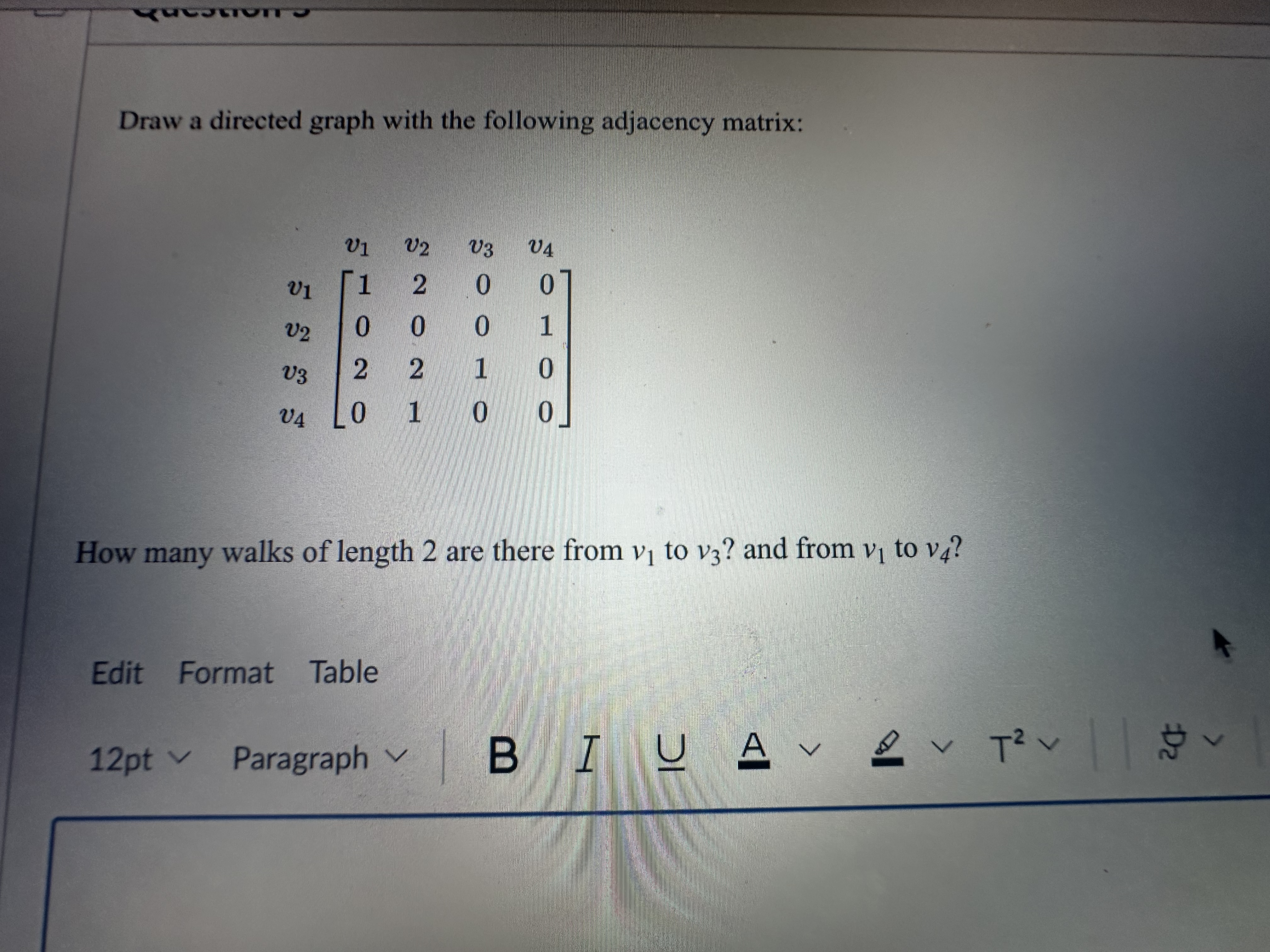 Draw a directed graph with the following