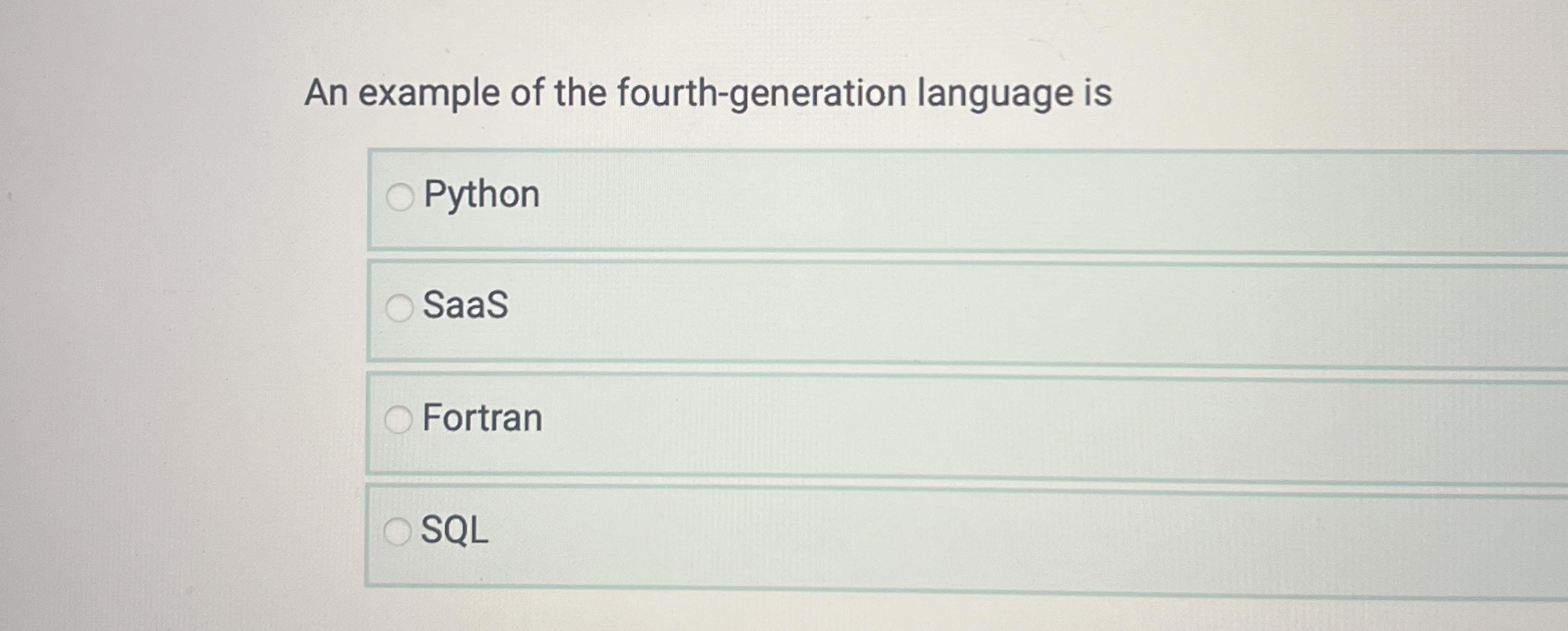 An example of the fourth - generation language is