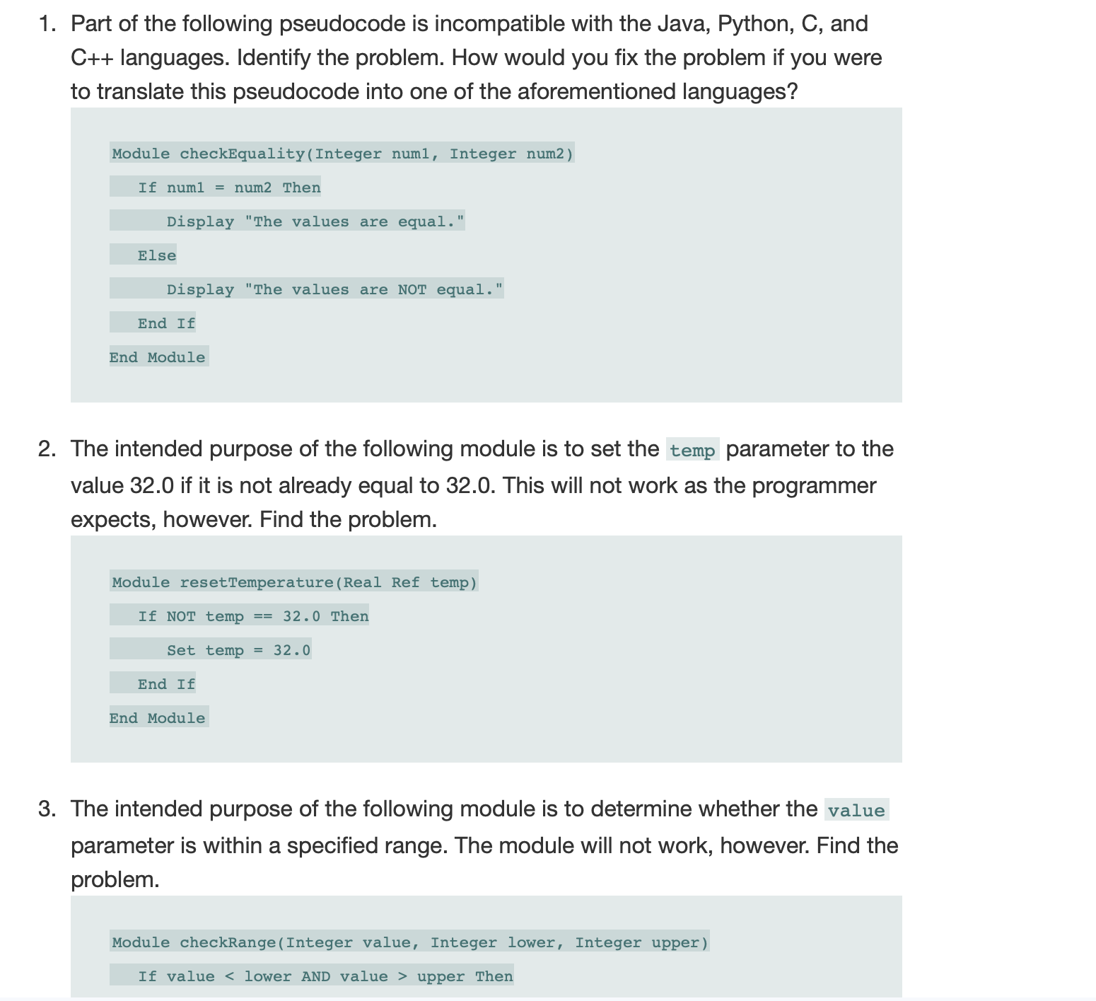 Give me an example of Part of the following