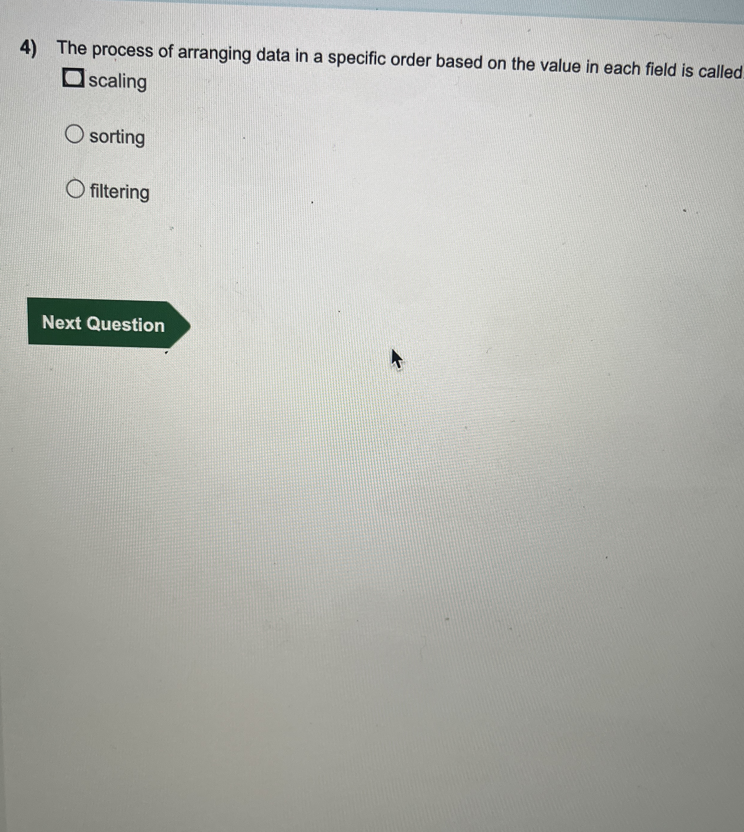 The process of arranging data in a specific order