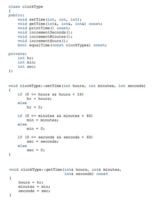 class clockType { public: void setTime ( int ,