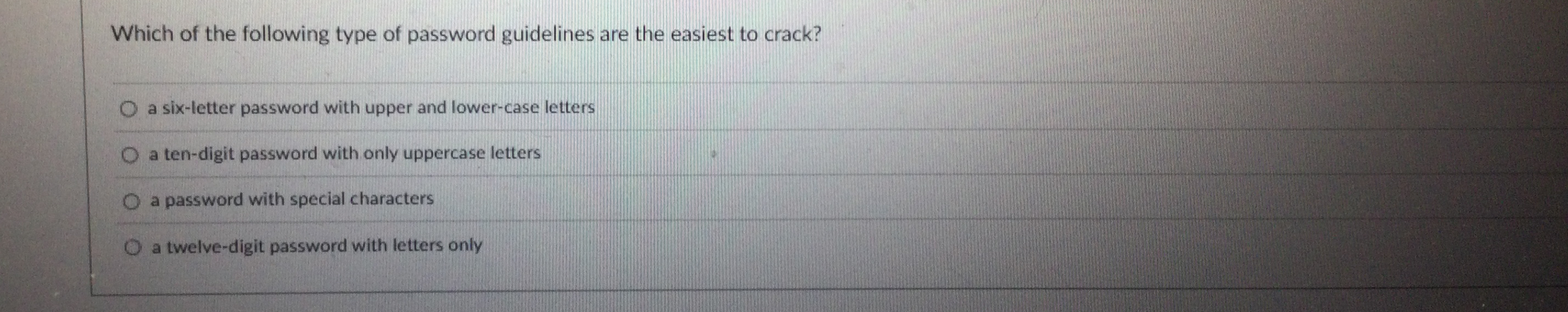 Which of the following type of password