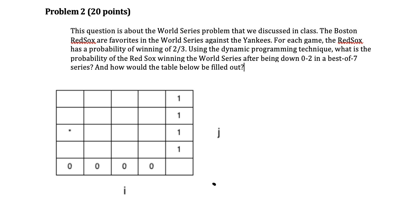 Problem 2 ( 2 0 points ) This question is about