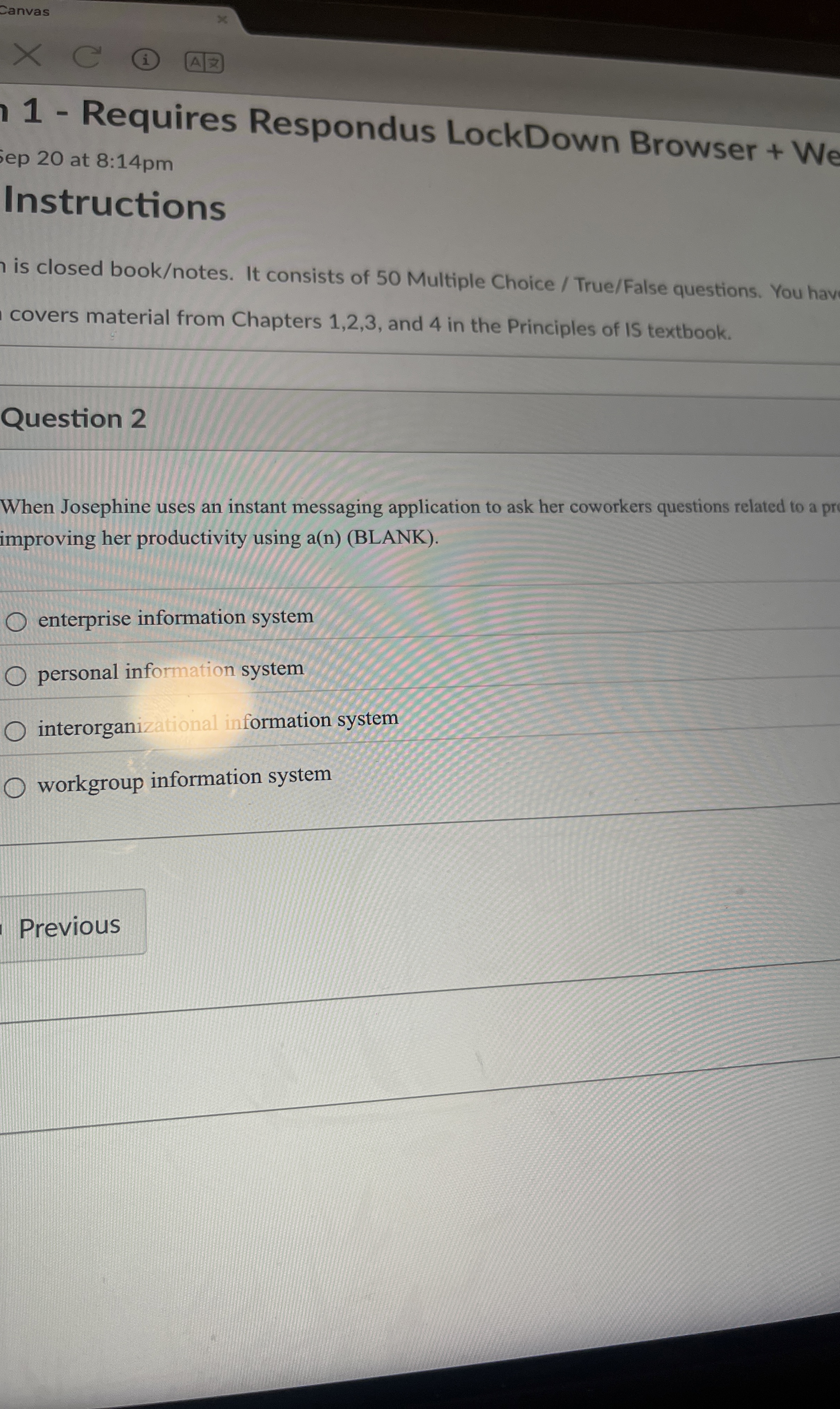 Question 2 When Josephine uses an instant