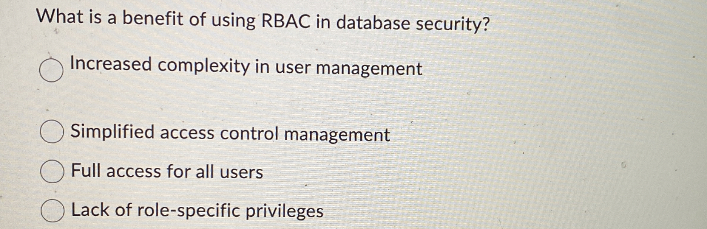 What is a benefit of using RBAC in database