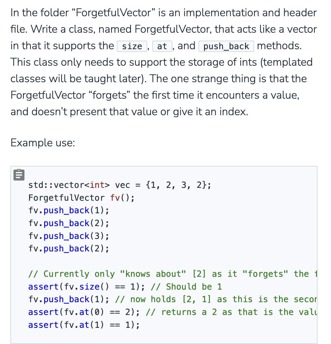 2 . Forgetful Vector - C + + In the folder