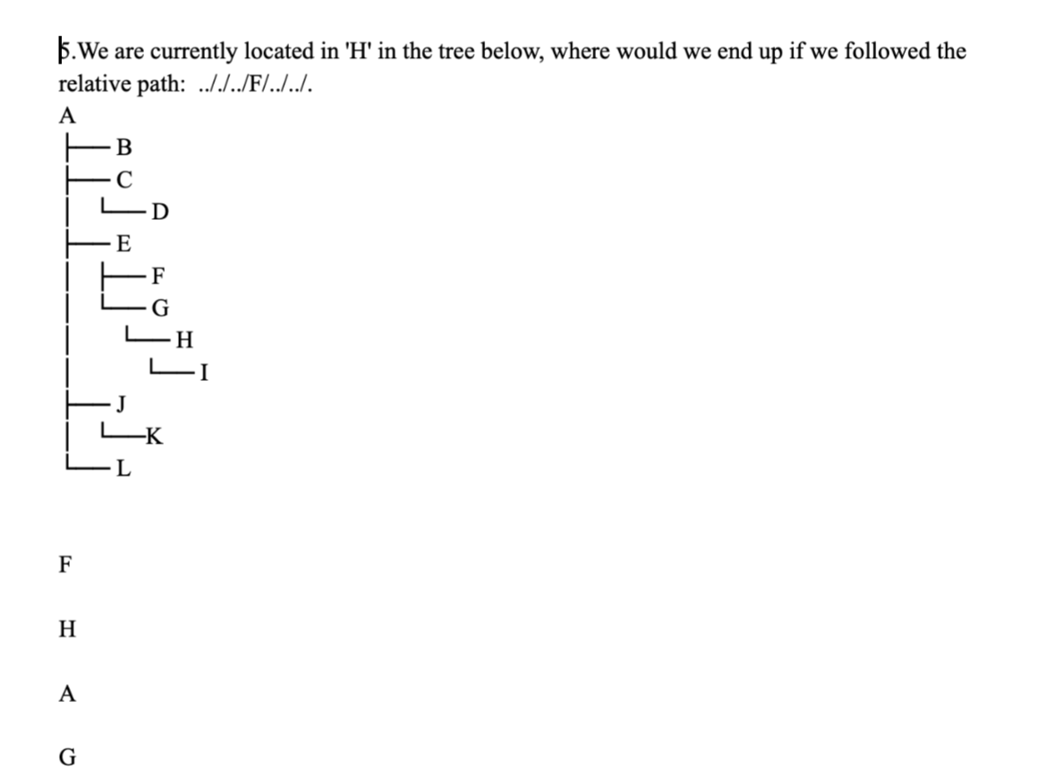 $ . We are currently located in ' H ' in the tree
