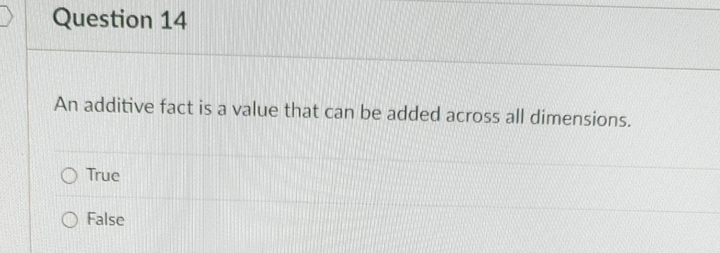 Question 1 4 An additive fact is a value that can