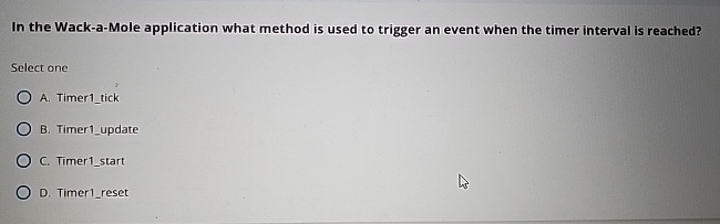 In the Wack - a - Mole application what method is