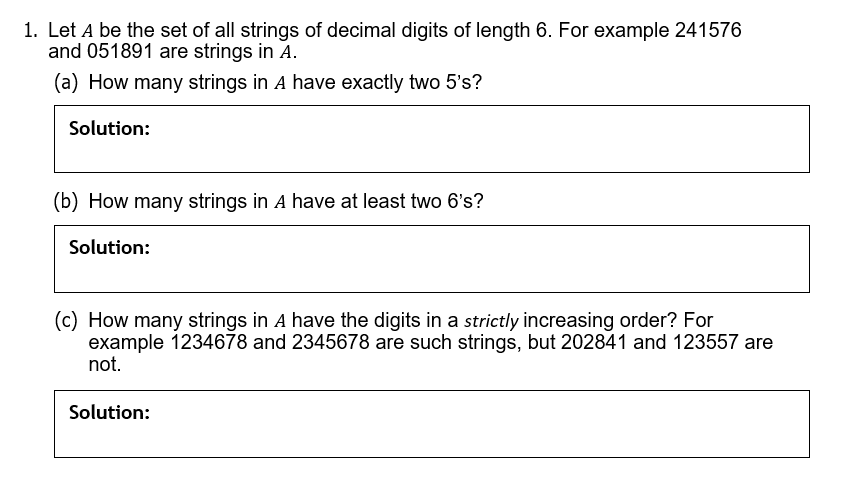 1 . Let \ ( A \ ) be the set of all strings of