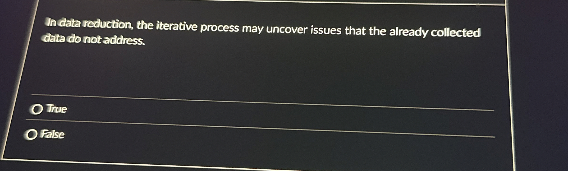 In data reduction, the iterative process may