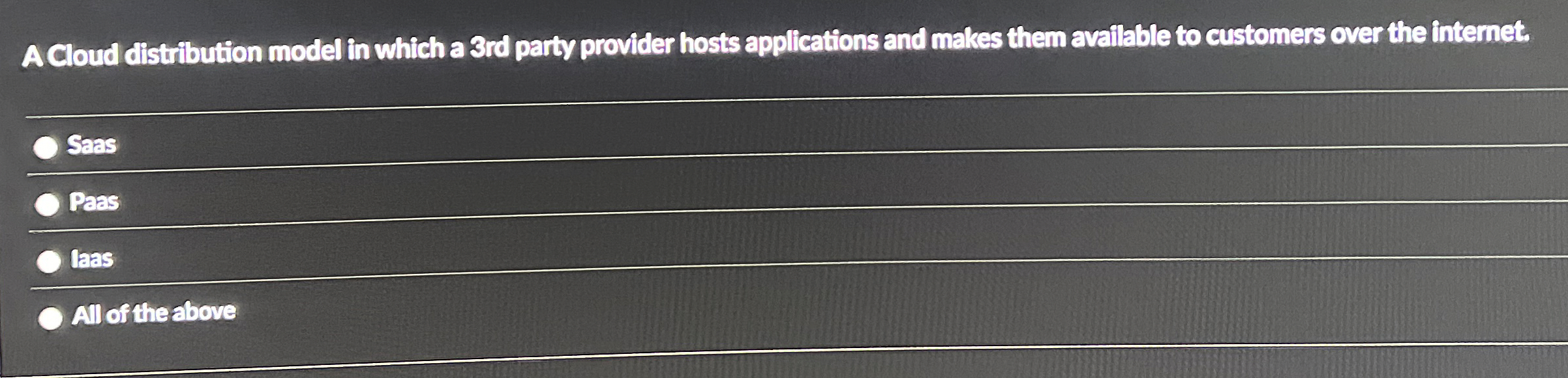 A Cloud distribution model in which a Brd party