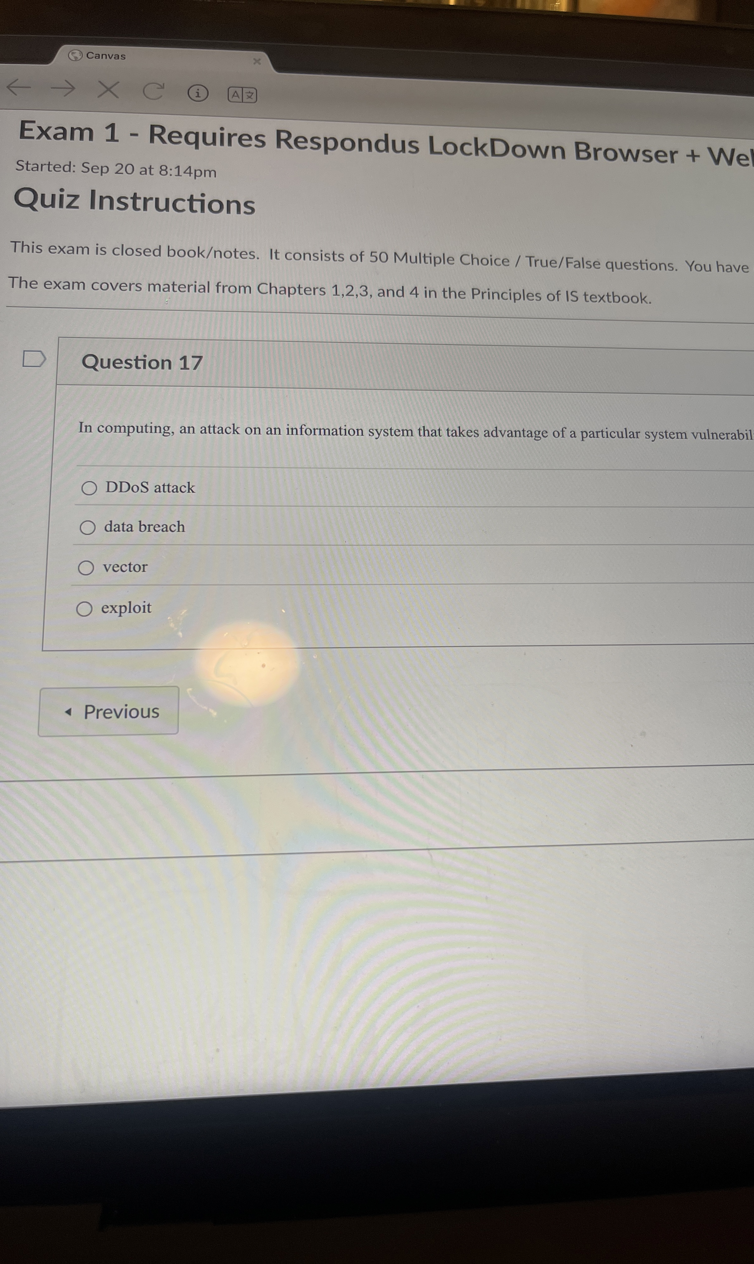 Question 1 7 In computing, an attack on an