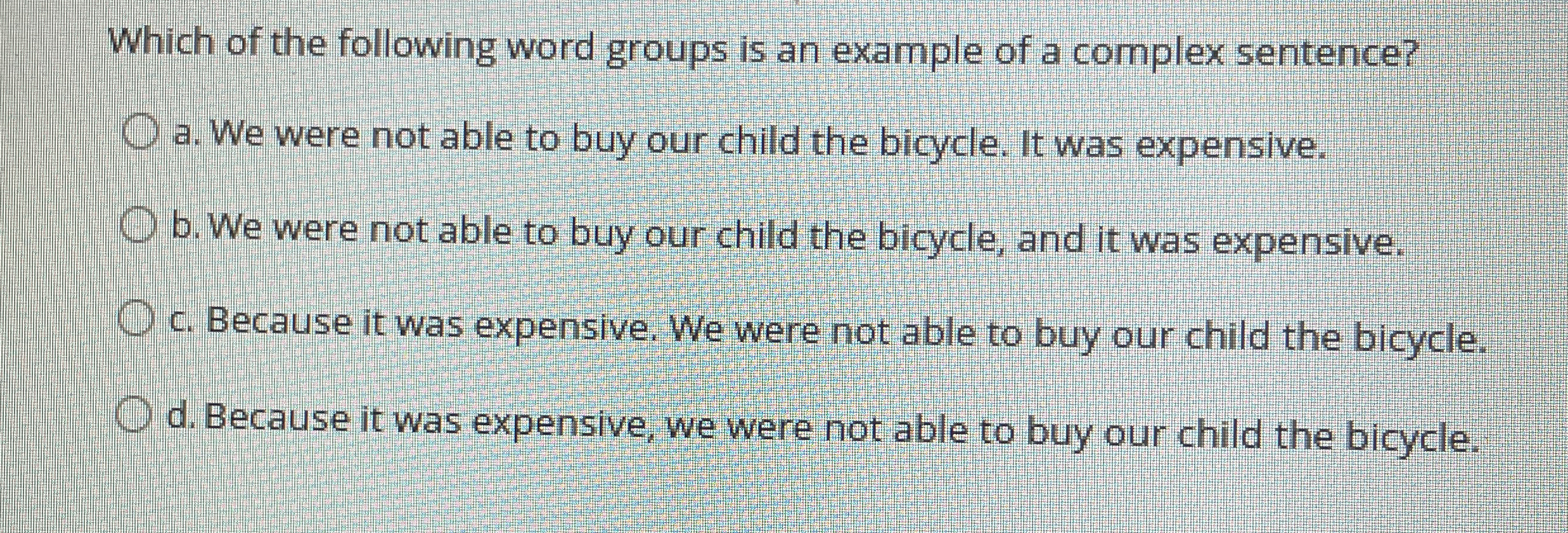 Which of the following word groups is an example