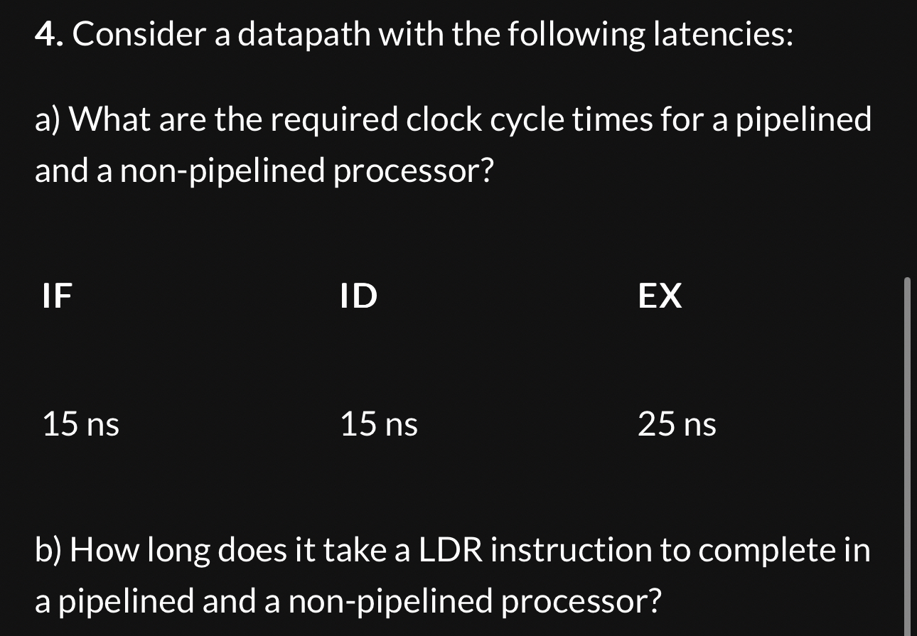b ) How long does it take a LDR instruction to
