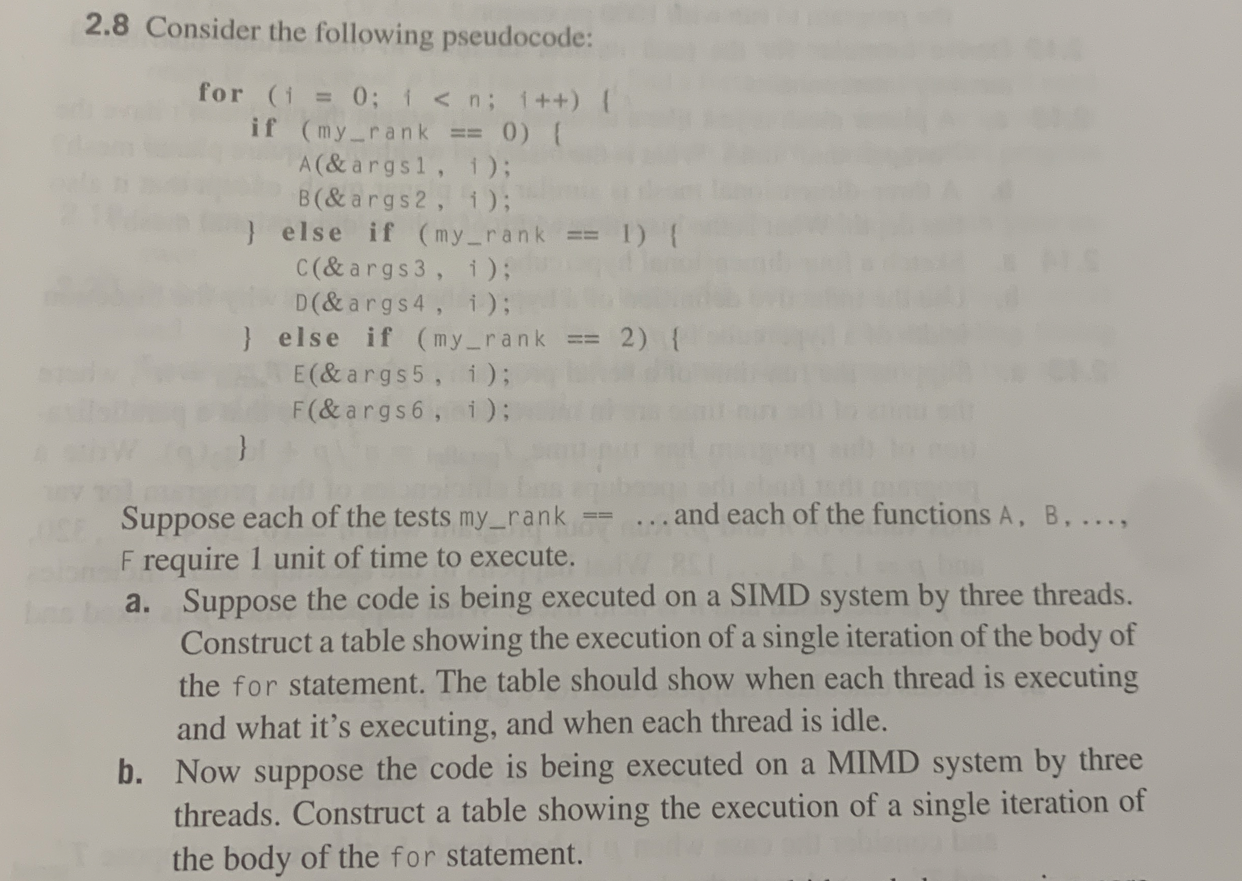 2 . 8 Consider the following pseudocode: Suppose
