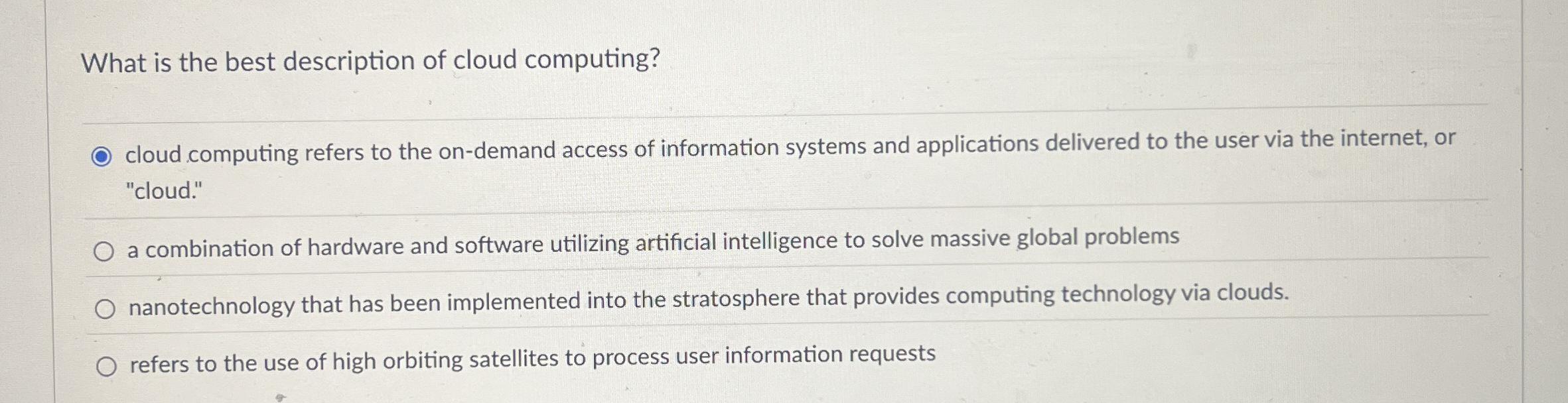 What is the best description of cloud computing?