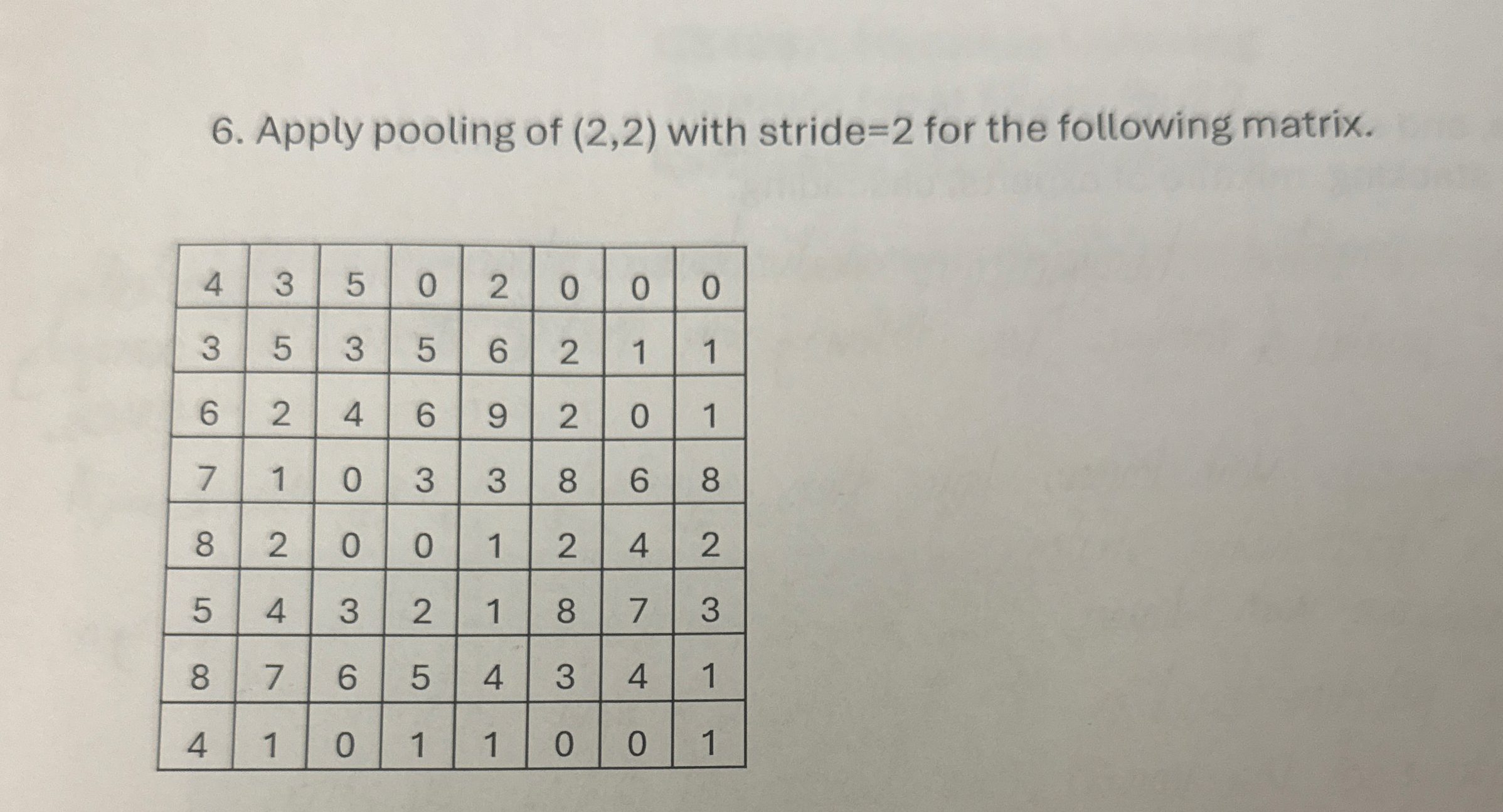 Apply pooling of ( 2 , 2 ) with stride = 2 for