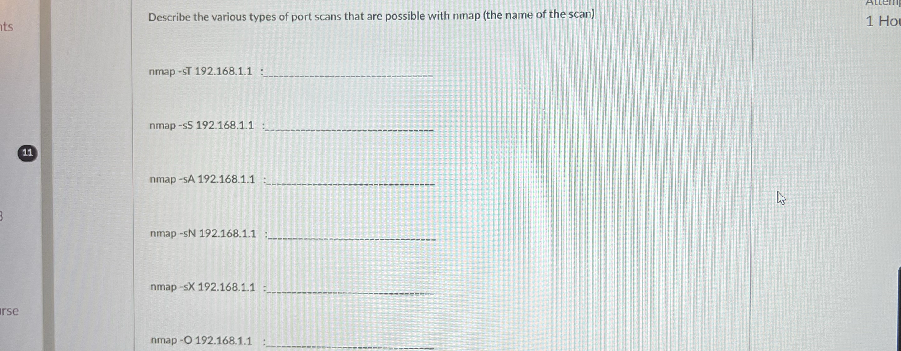 Describe the various types of port scans that are