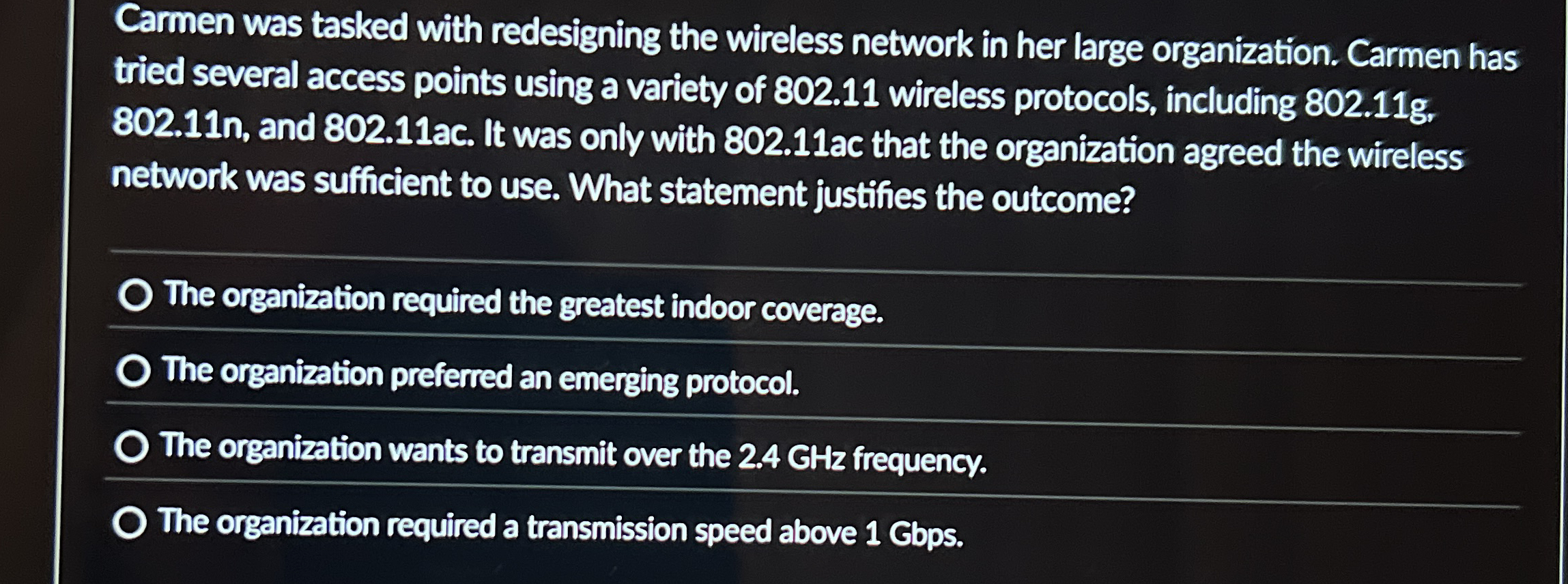 Carmen was tasked with redesigning the wireless