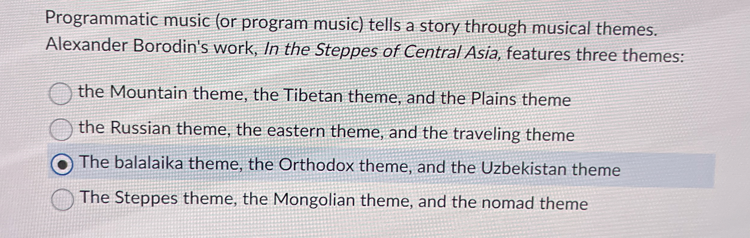 Programmatic music ( or program music ) tells a