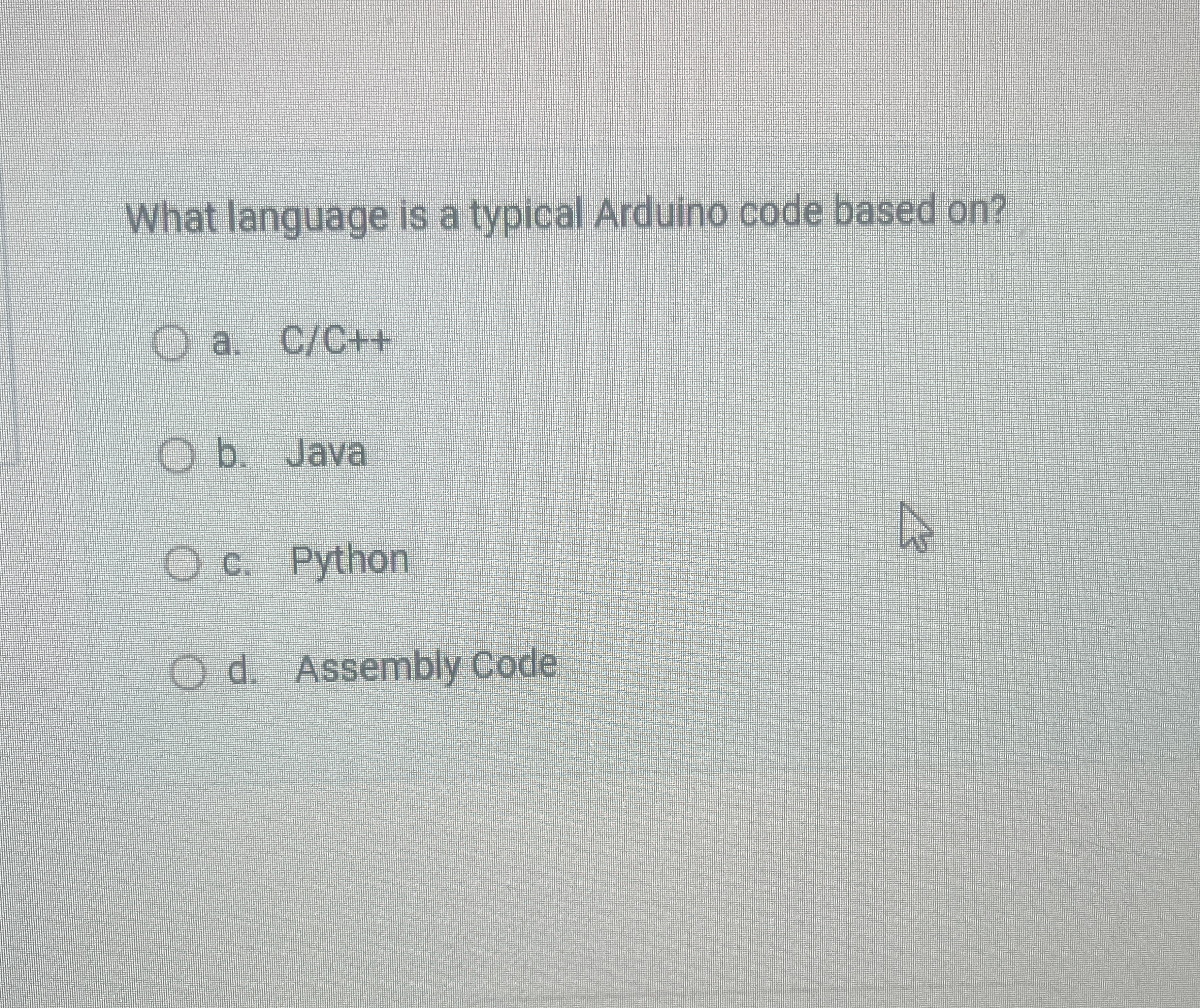 What language is a typical Arduino code based on
