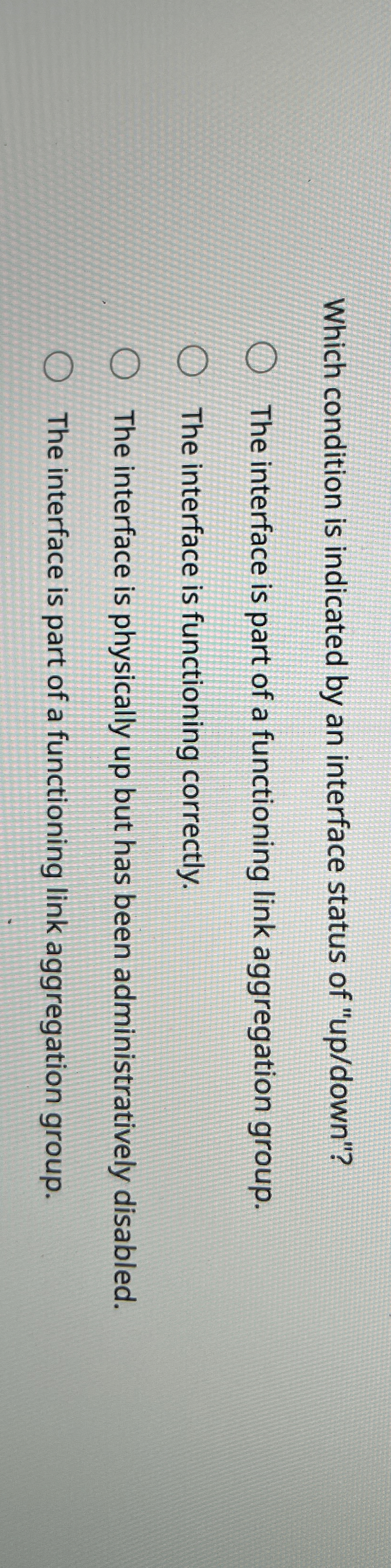 Which condition is indicated by an interface