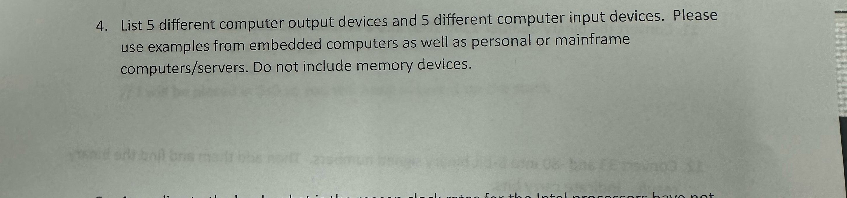 List 5 different computer output devices and 5