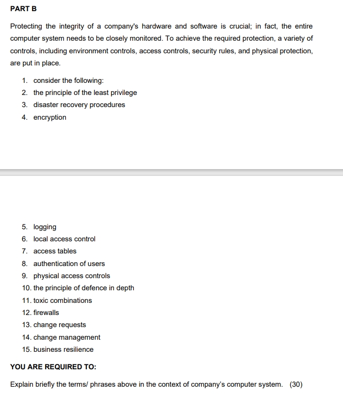 PART B Protecting the integrity of a company's