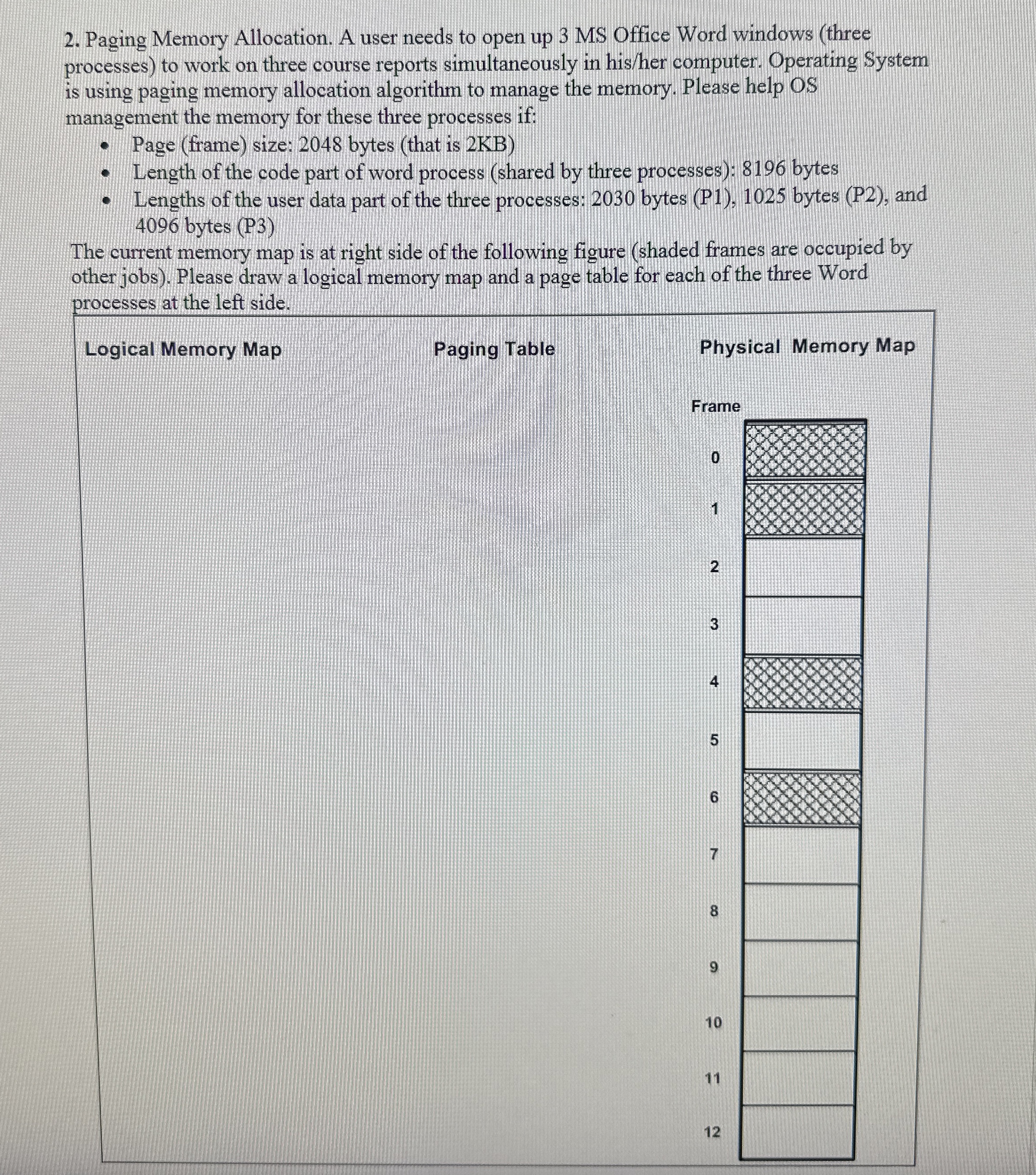 Paging memory allocation. A user needs to open uo