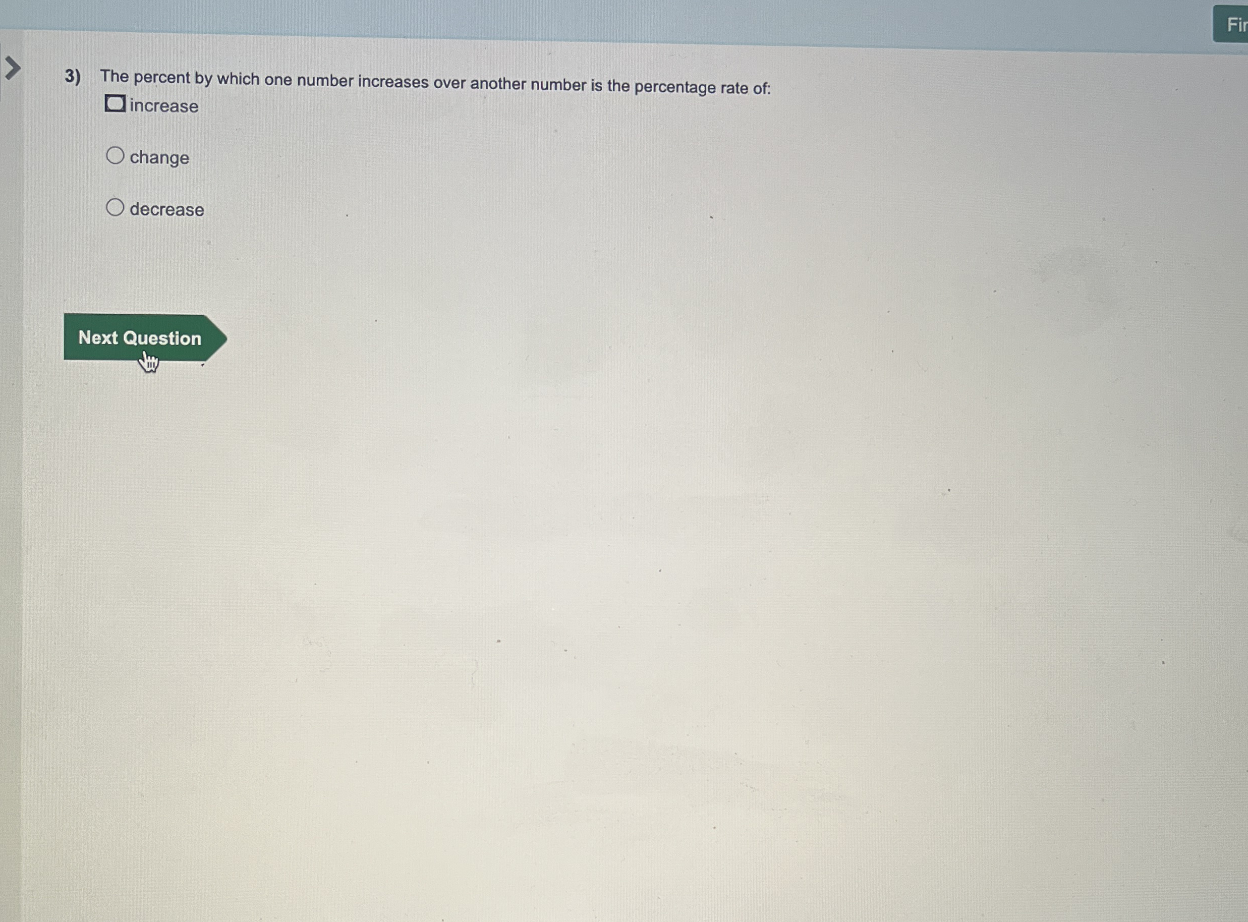 The percent by which one number increases over