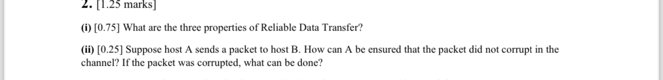 ( ii ) [ 0 . 2 5 ] Suppose host A sends a packet