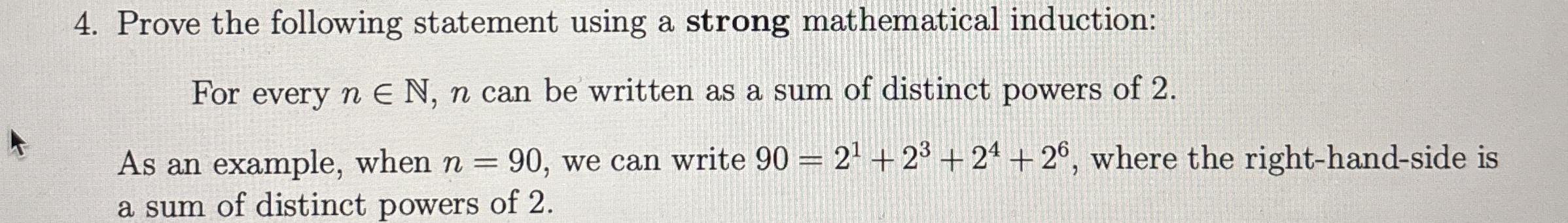 Prove the following statement using a strong