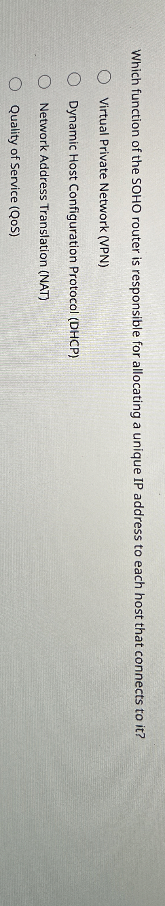 Which function of the SOHO router is responsible