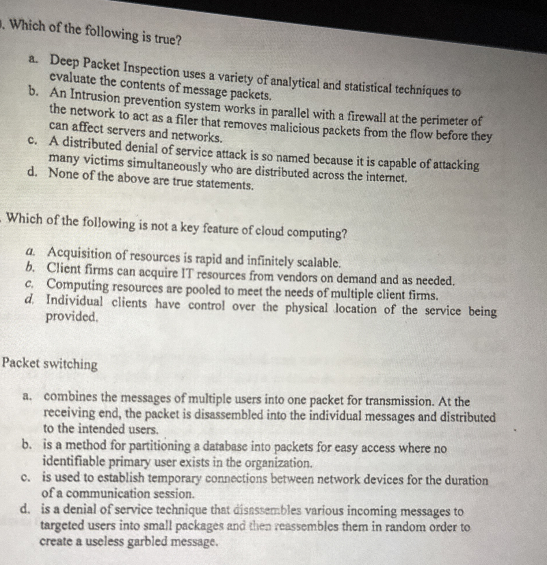 Which of the following is true? a . Deep Packet