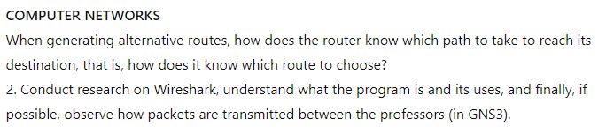 COMPUTER NETWORKS When generating alternative