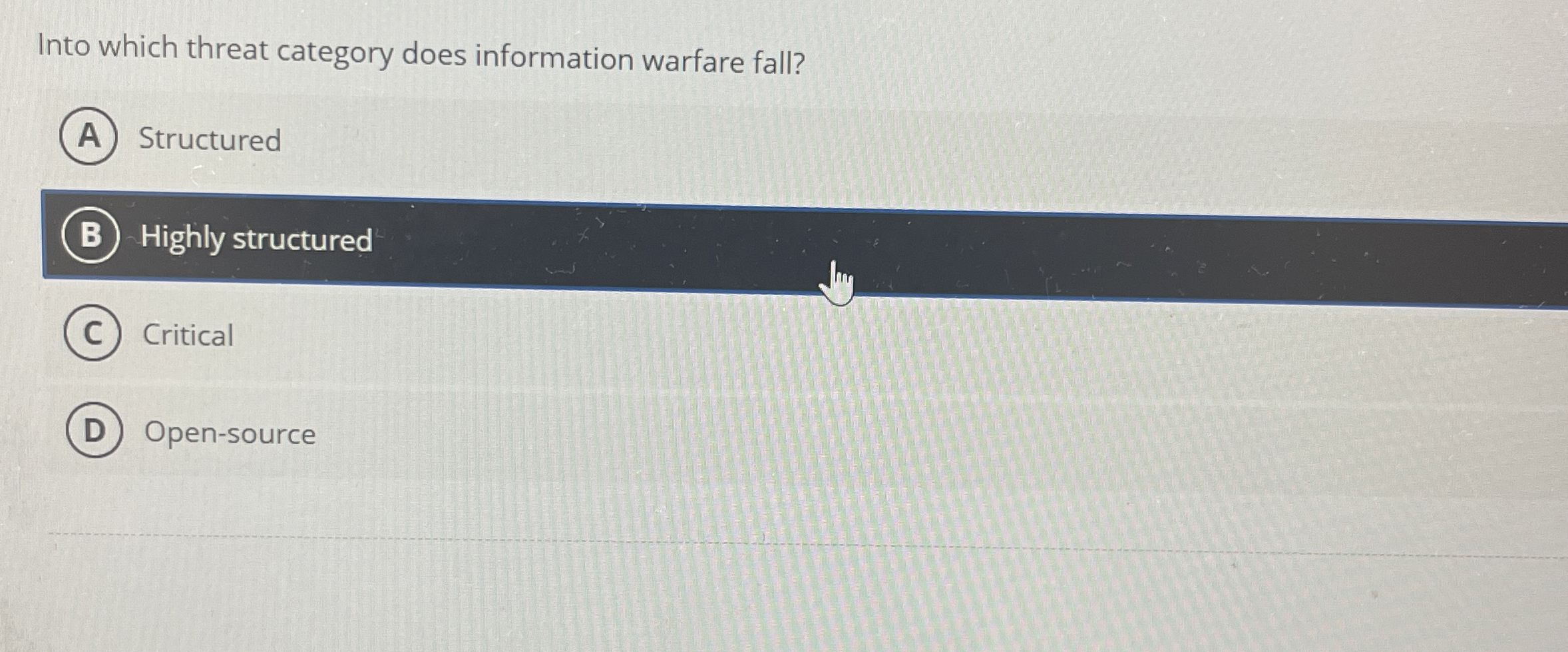 Into which threat category does information