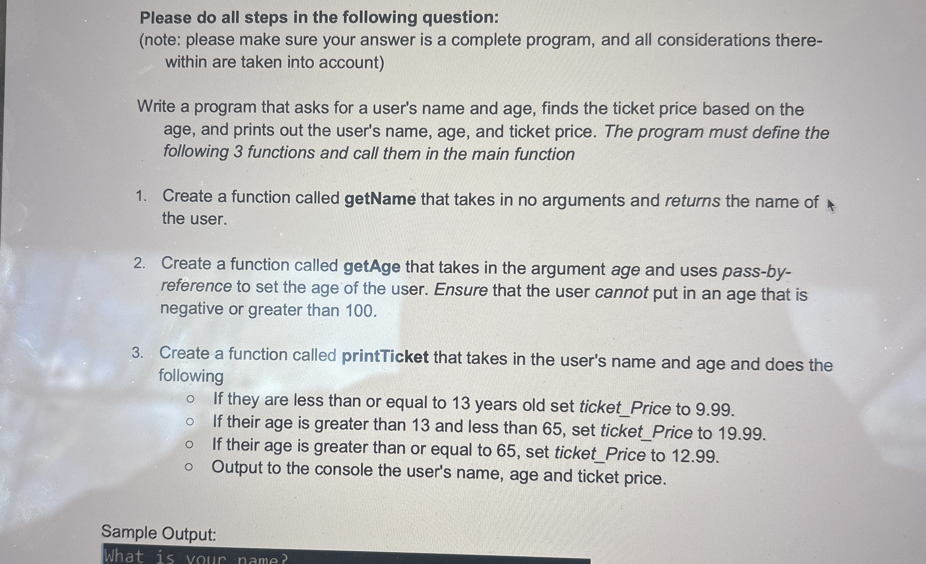 Please do all steps in the following