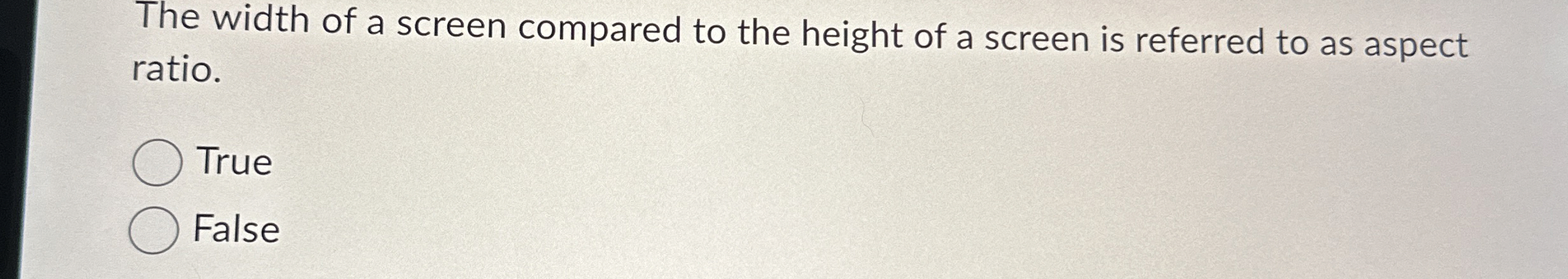 The width of a screen compared to the height of a