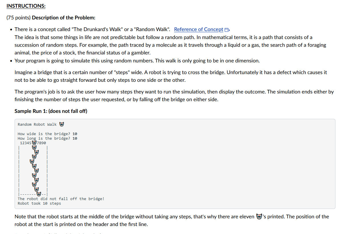 Sample Run 2 : ( falls off the right edge )